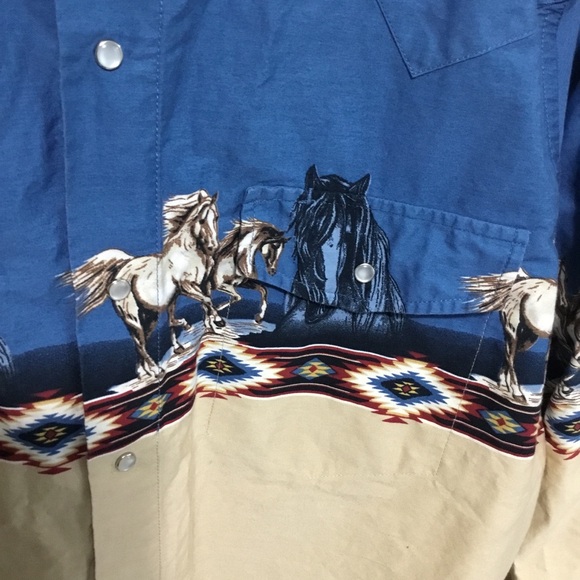 Vintage CUMBERLAND OUTFITTERS Western Horse Pearl Snap Button Long Sleev… - Picture 3 of 13